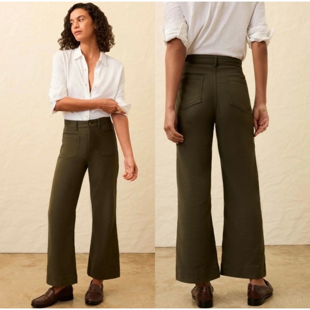 Faherty Stretch Terry Patch‎ Pocket Wide Leg Utility Coastal Sage Green 31